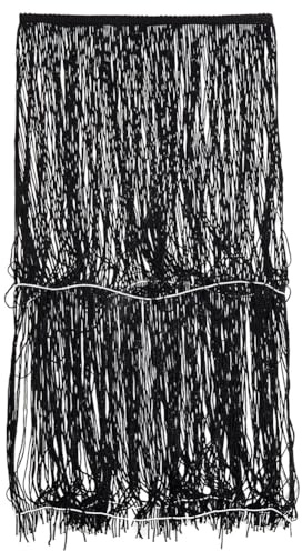 CABODYALS Cinta de Flecos Decorativa de Poliéster Negro Sólido de 50cm de Ancho para Coser Hacer Ropa Vestidos Cortinas Lámparas Almohadas Decoración de Bodas Fiestas Manualidades DIY
