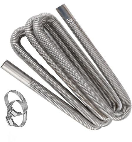 DROMEDARY Abgasschlauch für Stromerzeuger 200 CM，Edelstahl Auspuff Abgasrohr，Auto Edelstahl Auspuffrohr mit Zwei Edelstahlklammern，Auspuff Standheizung Abgasrohr für Diesel Heizung (200MM)