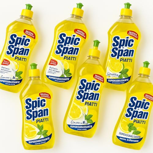 Detersivo Piatti 1L Limone Per SPIC&SPAN Disponibile in Confezione da 3, 6, 9 o 12 Pezzi | Sgrassante, Profumazione Fresca, Uso Quotidiano (6)