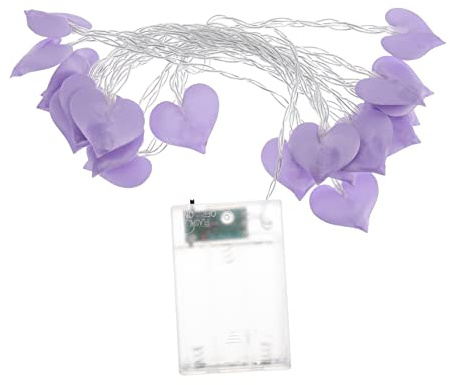 Garneck Heart String Lights Fairy Lights 3M 20 White LED Fabric Love Lighting Chain Purple Hanging Room Decor Lighted Heart Decorations for Bedroom Party Wedding Holiday Boys and Girls Room Atmosphere