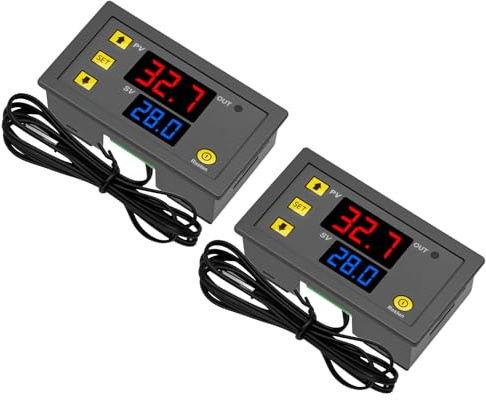 AYWHP 2PCS W3230 AC 110V-220V Digitaler Temperaturregler LED Display Thermostat Schalter mit NTC 10K Fühler -50℃ bis 110℃,für Aquarium, Inkubator, Brauen, Terrarium