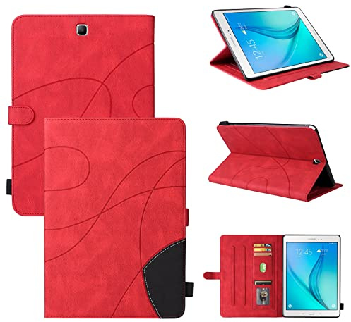 Tablettskydd Pu Läder Smart Tablet Väska, Fällbart Standfodral, Automatisk Sleep/Wake Function Tablet Väska till Samsung Galaxy Tab En 9,7 (SM-T550, SM-P550) Hemma för surfplatta(Rosso)