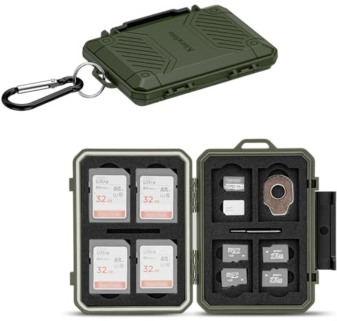 Funda para tarjeta de memoria para 12 tarjetas SD + 12 tarjetas TF Micro SD (verde)
