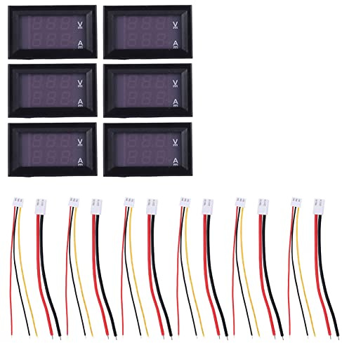 Harewtwy 6PZ Voltmetro Digitale Amperometro DC 100V 10A LED Blu Rosso Tester di Tensione di Corrente Tester Doppio Pannello di Visualizzazione per Automobile