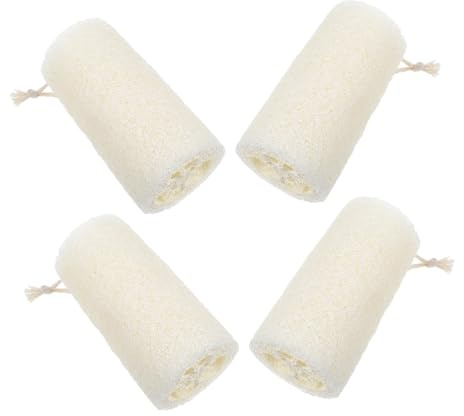 Beaupretty 4 Esponjas Exfoliantes Corporales en Color Beige de Lufa Natural Exfoliación y Limpieza Versátil para Ducha y Baño