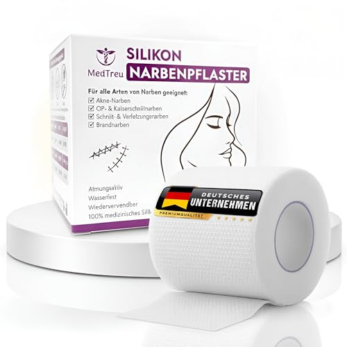 Medtreu Silikon Narbenpflaster 4x300cm - Ideal für Gesicht - Kaiserschnitt OP-Narben - Verbrennung, Keloid & Akne - UV-beständig und Wiederverwendbar - medizinisches silikonpflaster