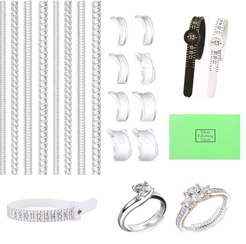 xiluuyou Ring Adjuster for Loose Rings, Invisible Ring Size Adjuster, Spiral Silicone Tightener Set for Women and Men, Make Rings Smaller Without Resizing