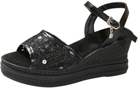 Generiska damsandaler med kilklack – fritidssandaler, platå, strandskor, sommar, espadriller, för kvinnor, öppna kilsandaler, ortopediska sandaletter med mjuk fotbädd