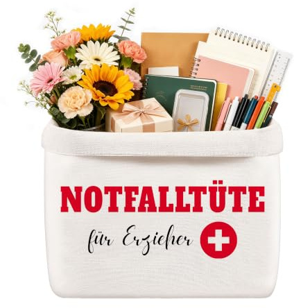 Yezirzax Erzieherin Geschenk Abschied Brotkorb Stoff, Abschiedsgeschenk Erzieherin Kindergarten, Doppellagiger Brötchenkorb aus Baumwolle 37 x 25 x 15 cm Geschenk für Erzieherin zum Abschied