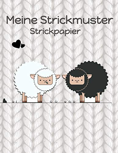 Strickpapier: Meine Strickmuster Blanko Stricken Notizbuch Verhältnis 4:5 Strick-Design schwarzes und weißes Schaf Cover