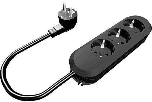 Bachmann Steckdosenleiste SMART 3-Fach 1,5m Mehrfachsteckdose Schwarz 387.170 (Befestigung durch Anschraublöcher und praktische Kabelaufwicklung)