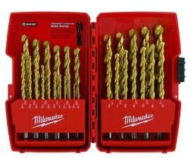 Milwaukee 29pc Titanium Nitride Drill Bit Set - 2 Flute Spiral High Speed Steel Drill Bits - 1 Count - Drill Bits