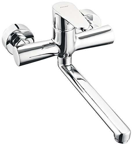 Wasserhahn Küche Wandmontage, Wandarmatur Küche, Spültischarmatur Wandbatterie, Einhebelmischer Küche Wandanschluss, mit langem Auslauf