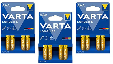 VARTA Lot de 3 Blisters de 4 Piles Longlife Extra 4103 AAA Micro LR03