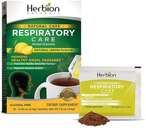 Herbion Naturals Respiratory Care-Granulat mit natürlichem Zitronengeschmack, 10 Beutel - zur Linderung von Erkältungs- und Grippesymptomen