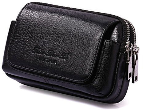 Xieben Paquete De Cintura De Cuero Vertical Estuche para Cinturón para Hombre Mujer Titular De Clip Bolsa De Viaje Al Aire Libre Bolsa De Fanny Bolsa De Teléfono Celular Phone Negro