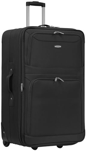 ARIANA Suitcase Medium Lightweight Luggage Trolley Expandable Suitcase 2 Wheel Travel Bag - 70x46x26cm (Black, 26 Medium)