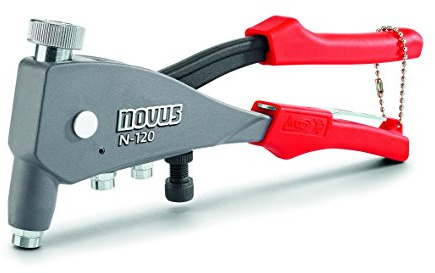 Novus Pince à rivets N-120 Universelle pour une utilisation à une seule main - Riveteuse avec embouts intégrés - Pince à riveter professionnelle en aluminium