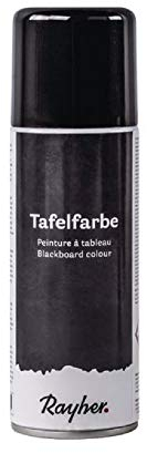 Rayher 38218576 vernice lavagna spray, bomboletta 200ml, vernice con effetto lavagna da spruzzare, colore nero opaco