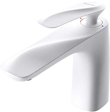 doporro Armatur Wasserhahn Bad Waschtischarmatur Weiß 16,5 cm hoch | Design Waschtischarmatur für Waschbecken | Waschbeckenarmatur Bad WAM-7201