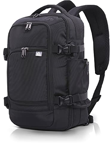 Aerolite Ryanair Handgepäck, 40 x 20 x 25 cm, maximale Größe, zugelassen, Reisegepäck, leicht, Schultertasche, Rucksack, Flugtasche mit YKK-Reißverschlüssen, Schwarz, 40x20x25, Rucksack Backpacks