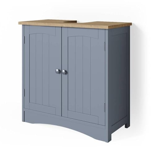Vicco Waschbeckenunterschrank Bianco, Grau, 60 x 60 cm | mit Siphonaussparung und Stauraum zur Badorganisation