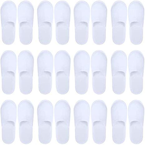 Prevessel 12 par engångstofflor, hotelltofflor, fluffiga stängda tå, spa-tofflor, vita engångstofflor män och kvinnor, hotell, resor, hem,, en, 33 EU