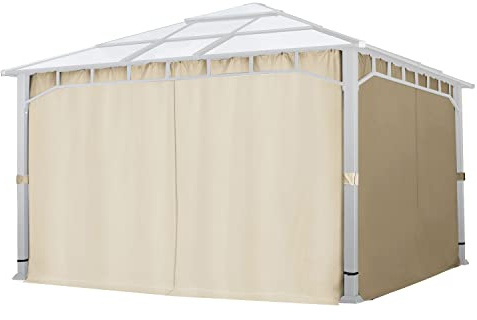 TOOLPORT 4 Seitenteile für Gartenpavillon Sunset Deluxe 4x4 m - Polyester ca. 180 g/m² - mit Reißverschluss - Champagner
