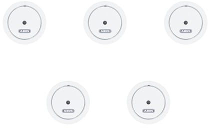 ABUS Mini-Rauchmelder GRWM30600 5er Set - mit 10-Jahres-Batterie - Q-Label & DIN EN14604 Zertifiziert - 85 dB Alarm - für Wohnräume, Wohnwagen & Wohnmobil - Weiß