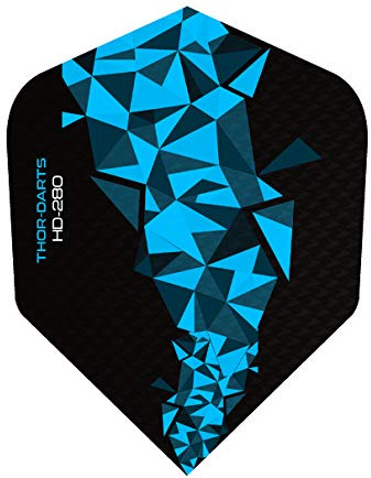 THOR-DARTS 30 Stück (10 Set) extra Strong Darts Flights HD-280 Blue Black 150 Micron Flys extra Lange haltbar Standardform Ultra Strong blau-schwarz HD150 Plus (F2 blau) …