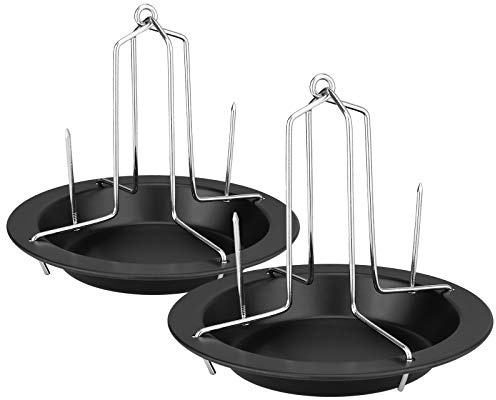 WELLGRO Rôtissoires pour poulet - Support pour poulet - Rôtissoire - Grill pour poulet - Grill à poulet - Plat à rôtir - Volaille - poulet, metal, noir,Lot de 2