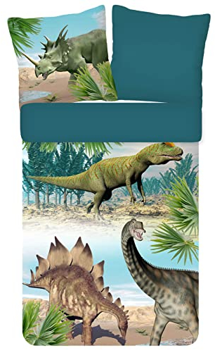 ESPiCO Bettwäsche Trendy Bedding Dino Bunt Dinosaurier T-Rex Stegosaurus Renforcé, Größe:135 cm x 200 cm