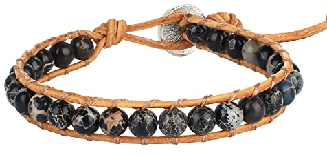 KELITCH Türkis Perlen Armbänder Neu Leder Wickelarmband Damen Charm Armbänder
