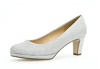 Gabor Klassiska pumps, dam klackskor, högklackade skor, sko, skoskor, utomhusskor, kvällsskor, court skor, silver, 38,5 EU/5,5 UK, Silver 60, 38.5 EU
