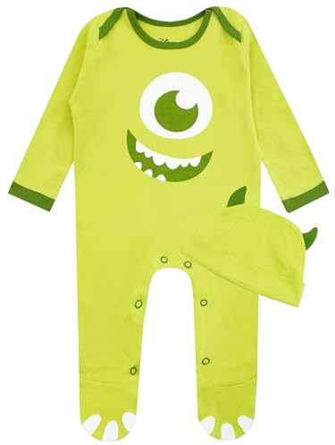 Disney Monster Ag Onesie Mit Hut | Monsters Inc Strampler Und Hut Satz | Schlafanzüge Baby Mike Wazowski