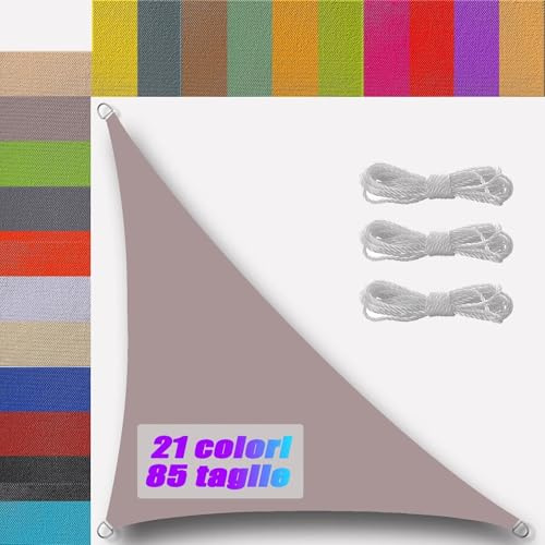 vela ombreggiante Impermeabile Triangolare 2x2x2.8m 98% Anti UV Traspirante in 200 g/m² PES con Corde tenda parasole esterno giardino piscina prato attività all'aperto Cachi