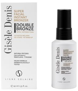 GISÈLE DENIS - Super Bronceador Facial Inmediato Double Bronze 40 ml, Bronceador en Crema, Acelerador del Bronceado para Rostro, Bronceador Solar, Agradable Fragancia Natural, Fórmula Vegana