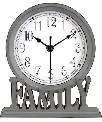 Bargain Lovers 21cm Rustic Grey Family Mantel clock Fire Place Desktop Bedroom Kitchen Clock