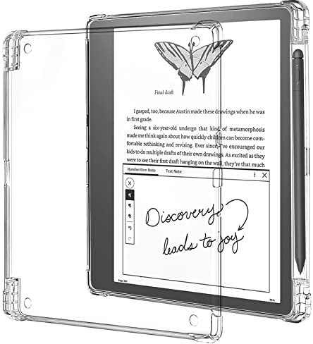WALNEW Transparente Hülle für 10,2 Zoll Kindle Scribe (2024/2022 veröffentlicht), Slim Soft TPU verstärkte Ecken Rückabdeckung mit Stifthalter für 10,2 Zoll Kindle Scribe E-Reader