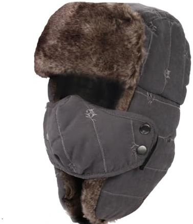 BE-TOOL Cappello bomber invernale unisex 3 in 1 con scaldacollo, paraorecchie e copertura integrale rimovibile, antivento, per sci e ciclismo