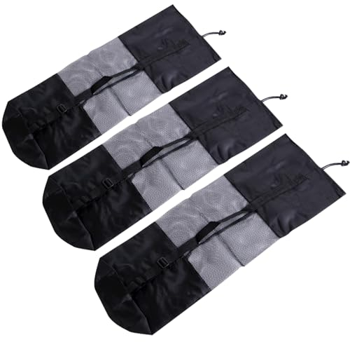 Dafape Yogamattentasche, Yogamattenträger für Reisegymnastik Übung Workout Park Strand Netztasche Aufbewahrungstasche Tragetasche Tragbarer 3er Pack atmungsaktiver Verstellbarer Riemen (Schwarz)