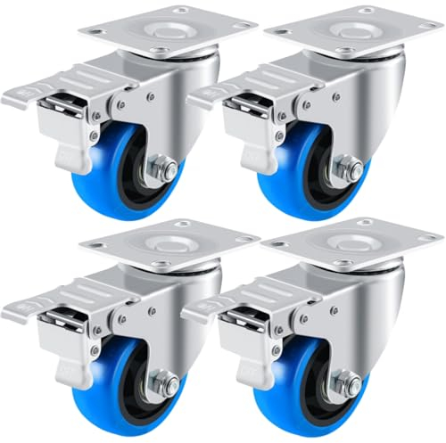 4 Schwerlastrollen 125 mm, Lenkrollen mit Bremse Bis 600 kg, ON/OFF 2- Pedal Bremssystem, Keine Beschädigung der Schuhe, keine Spuren & Leise, Rollen für Möbel, Transportrollen