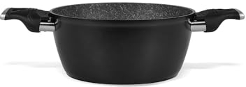 Olla con 2 asas para pasta y sopas – Cacerola con 2 asas, ideal para guisos, de aluminio antiadherente, 27 x 20 x 8 cm, negro