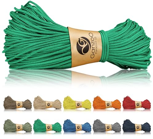 Ganzoo Paracord 125 Cordel de 1 mm Turquesa, Cuerda de Aparejo Trenzada Nylon poliéster con 1 hebra de Nylon Interior, para Nudos, Enrollado, Pulseras, Manualidades, Equipo y Reparaciones