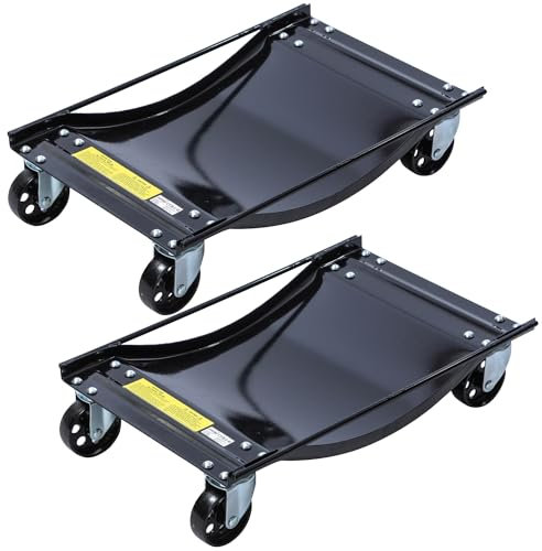 KATSU Tools 2 Piezas Rodillos Maniobra para Coches, Carga 1,5 Ton, Carro de Manipulación de Coches, Ruedas Mover Coche Taller Garaje Ayuda Aparcar para Mudanzas y Reparación de Auto
