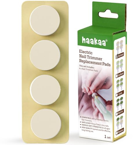 haakaa Electric Nail Trimmer Replacement Pads Baby Nail Trimmer Heads for Standard Baby Nail File, Suitable for 0-3 Months, Oatmeal
