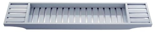 asdchZen Tablett, Badezimmer, Badewannenregal, Regal, Badewannenbrücke, Caddy, Badewannen-Aufbewahrungsregal, Tablett, Badewanne, Handtuch, Buch, Weinhalter, Organizer, Holzfarbe (Elegantes Grau)