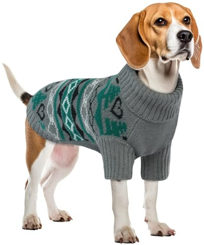 Hundepullover Mittelgroße Hunde, Rollkragenpullover Hund Hundemantel Fleece Dog Sweater Christmas Hundekleidung Winter(Grau, M)