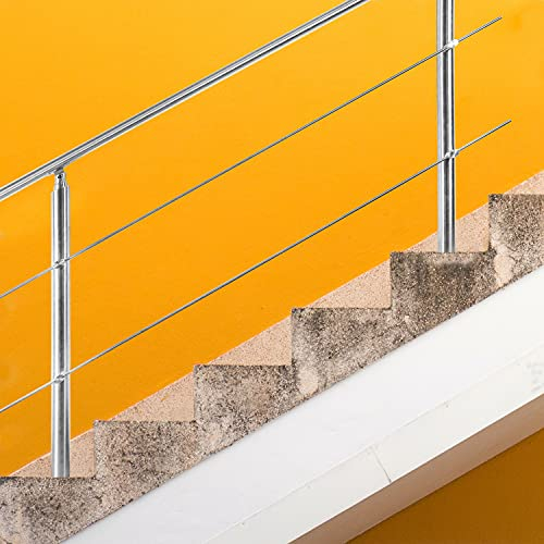 treppeEdelstahl Handlauf 80cm 3 Querstreben für Brüstung Balkon Treppengeländer Innen & Außen Sehr stabiles Geländer