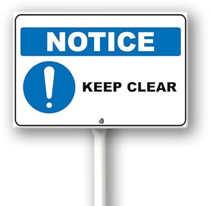 Geroclonup Außen-Hofschilder, Hinweisschild Keep Clear, wasserdicht, Aluminium, mit Metalldekoration, für öffentliche Orte, Rasen, Garten, Hof, Zuhause, 30,5 x 20,3 cm